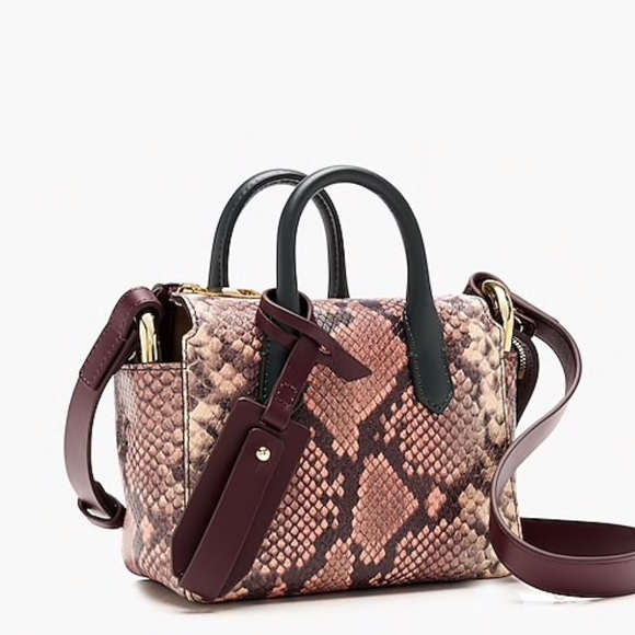 J Crew Mini Harper Snakeskin Embossed Leather Bag - Picture 5 of 8